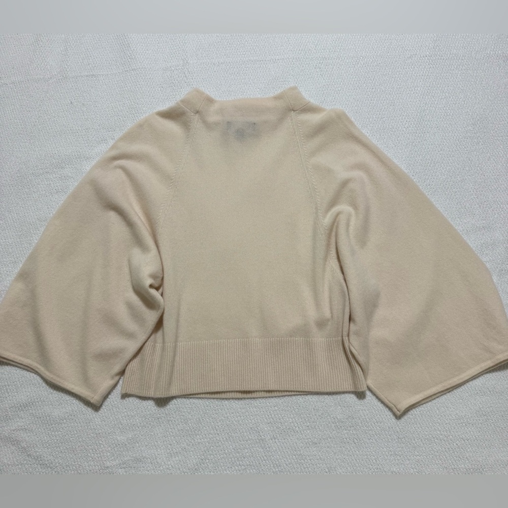 BR Banana Republic S Mock Neck Long Wide Sleeve Ivory Cashmere Sweater Oversized - Picture 12 of 12